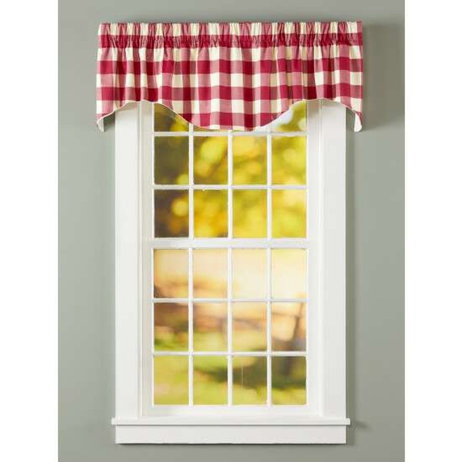 Valances * | Promo Vermont Country Store Buffalo Check Lined Rod Pocket M-Shaped Valance