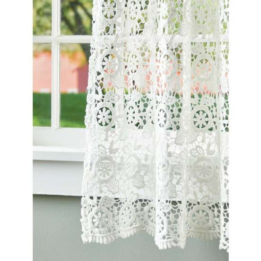 Curtains & Drapes * | Budget Vermont Country Store Floral Medallions Macrame Tier Panel