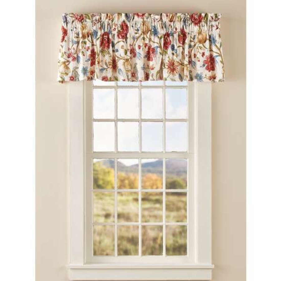 Valances * | Best Sale Vermont Country Store New England Garden Lined Rod Pocket Valance Red Floral