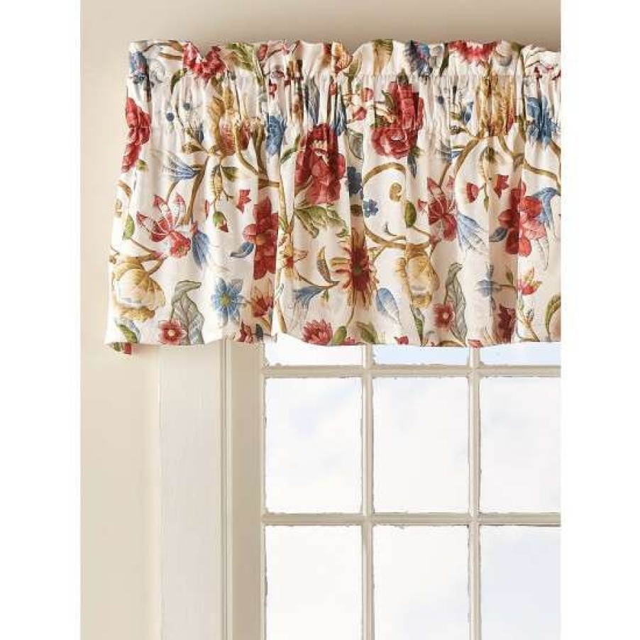 Valances * | Best Sale Vermont Country Store New England Garden Lined Rod Pocket Valance Red Floral