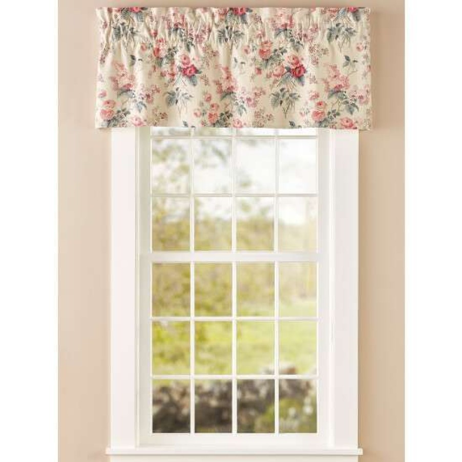 Valances * | Best Deal Vermont Country Store Abbey Rose Lined Rod Pocket Tailored Valance Rosewood