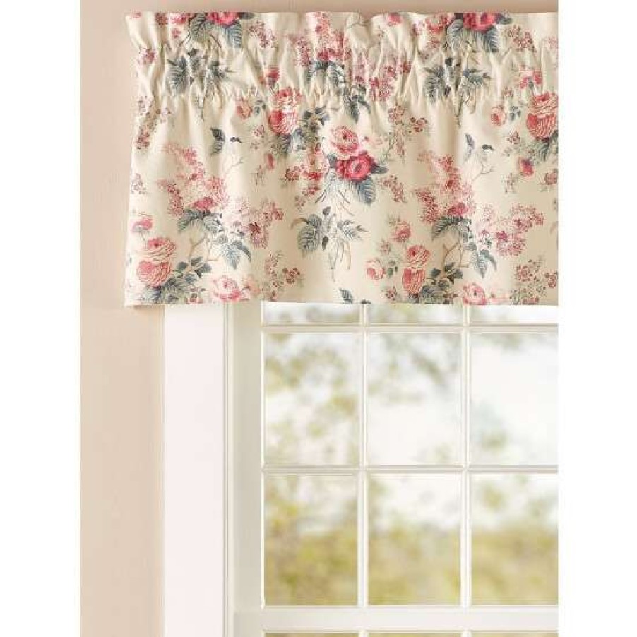 Valances * | Best Deal Vermont Country Store Abbey Rose Lined Rod Pocket Tailored Valance Rosewood