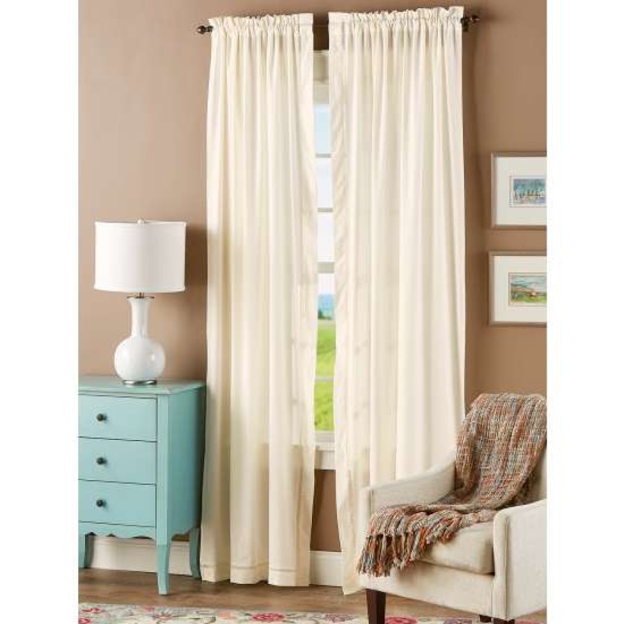 Curtains & Drapes * | Deals Vermont Country Store Diamond Band Rod Pocket Curtains