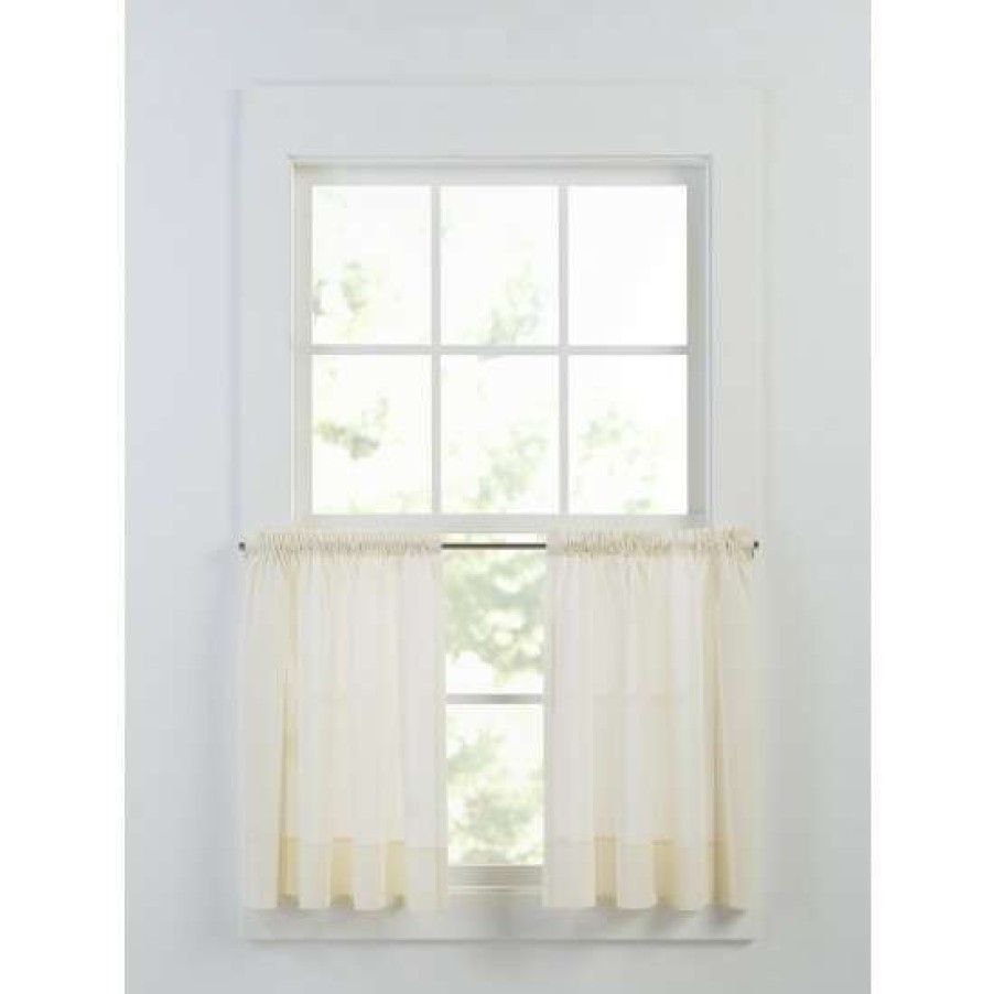 Curtains & Drapes * | Budget Vermont Country Store Striped Semi-Sheer Rod Pocket Tiers