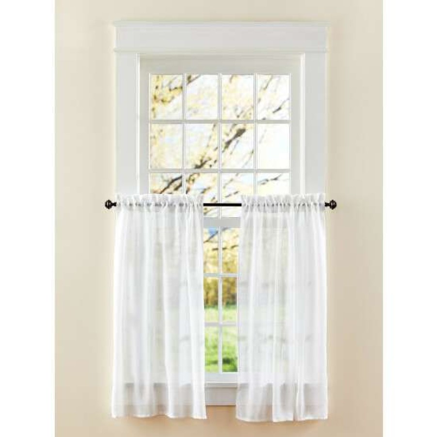 Curtains & Drapes * | Best Sale Vermont Country Store Sheer Linen Rod Pocket Tiers