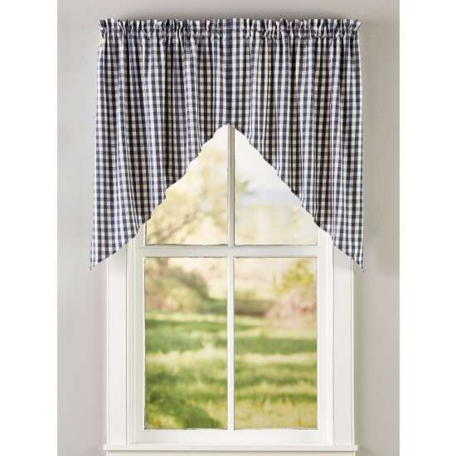 Valances * | Hot Sale Vermont Country Store Cabin Check Rod Pocket Swag Pair