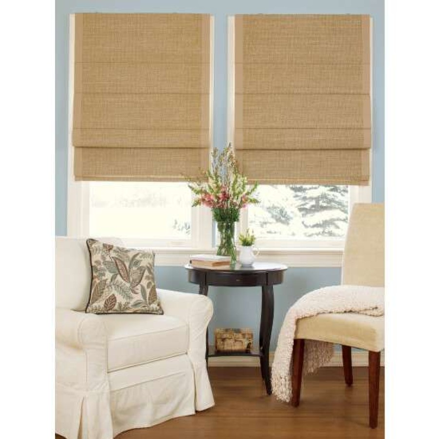 Roman Shades & Roller Shades * | Discount Vermont Country Store Woven Cane Paper Thermal Room-Darkening Cordless Roman Shade