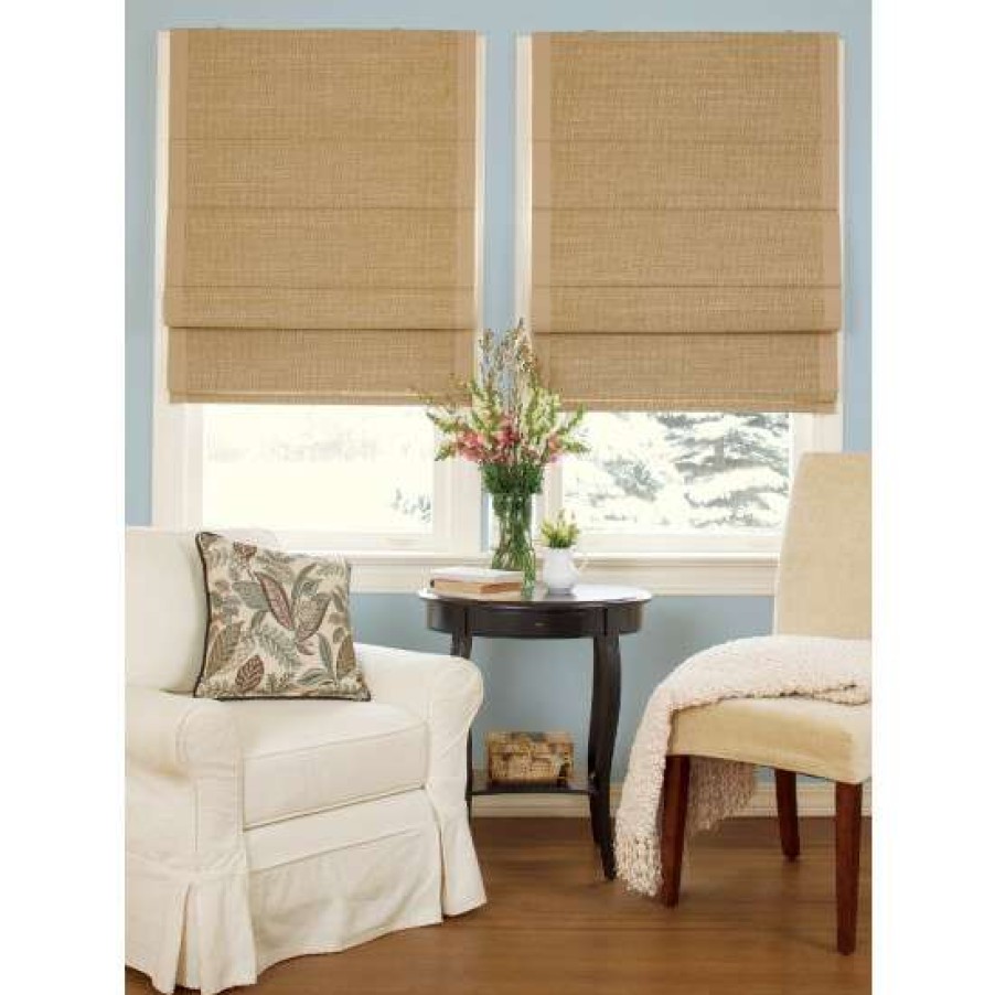 Roman Shades & Roller Shades * | Discount Vermont Country Store Woven Cane Paper Thermal Room-Darkening Cordless Roman Shade