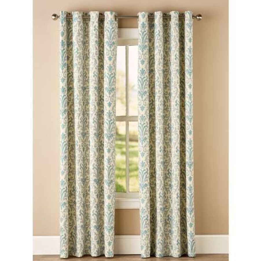 Curtains & Drapes * | New Vermont Country Store Venetian Brocade Grommet Top Curtains Blue