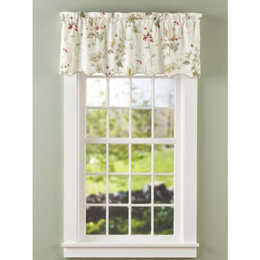 Valances * | Top 10 Vermont Country Store Mille Fleur Rod Pocket Tailored Valance Natural