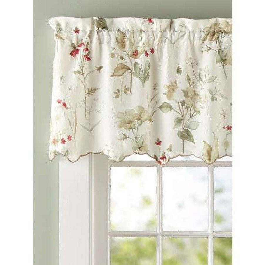 Valances * | Top 10 Vermont Country Store Mille Fleur Rod Pocket Tailored Valance Natural