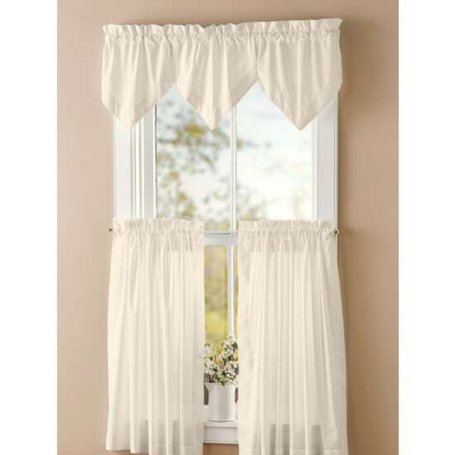 Valances * | Best Pirce Vermont Country Store Classic Hemstitch Rod Pocket Three-Piece Handkerchief Valance