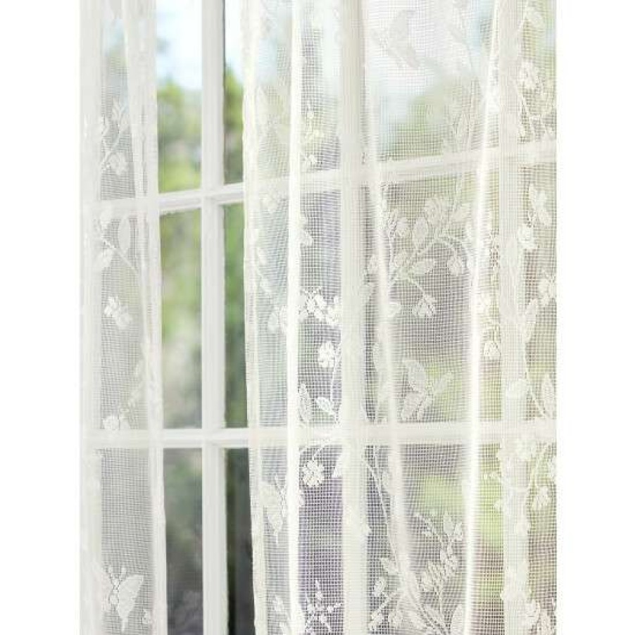 Valances * | Best Sale Vermont Country Store Butterfly Garden Lace Rod Pocket Ruffled Valance