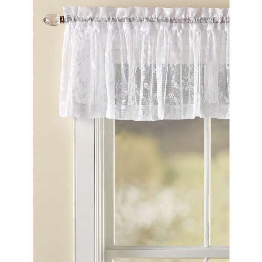 Valances * | Best Sale Vermont Country Store Butterfly Garden Lace Rod Pocket Ruffled Valance