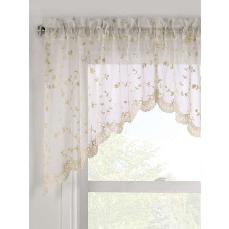 Valances * | Promo Vermont Country Store Embroidered Scalloped Rod Pocket Swag Pair