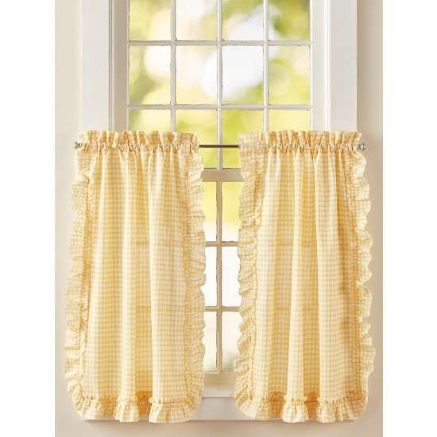 Curtains & Drapes * | Best Reviews Of Vermont Country Store Classic Gingham Ruffles Rod Pocket Tiers