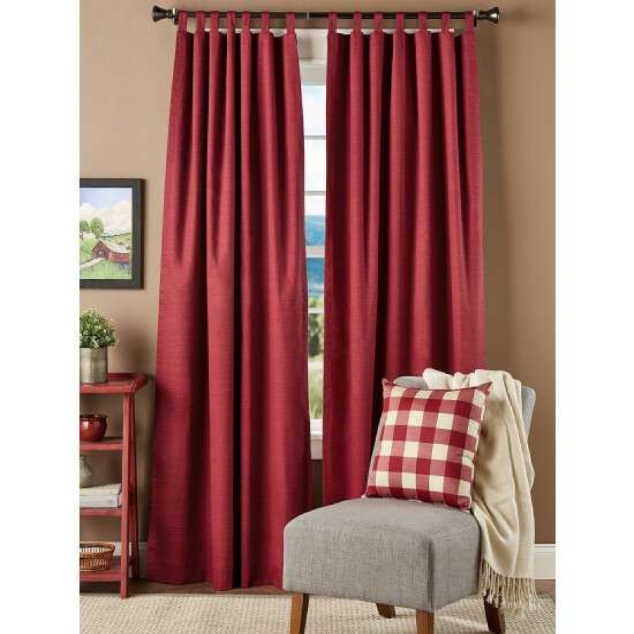 Curtains & Drapes * | Cheap Vermont Country Store Solid Cotton Duck Insulated Tab Top Curtains Red