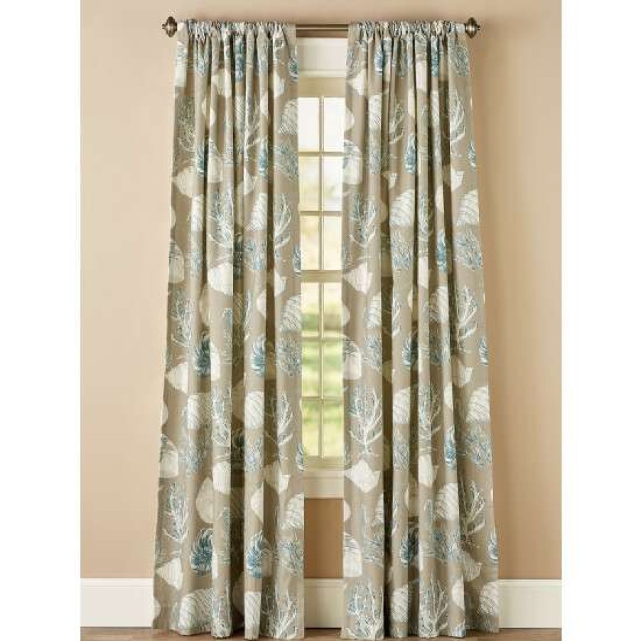 Curtains & Drapes * | Cheapest Vermont Country Store Seascape Toile Lined Rod Pocket Curtains