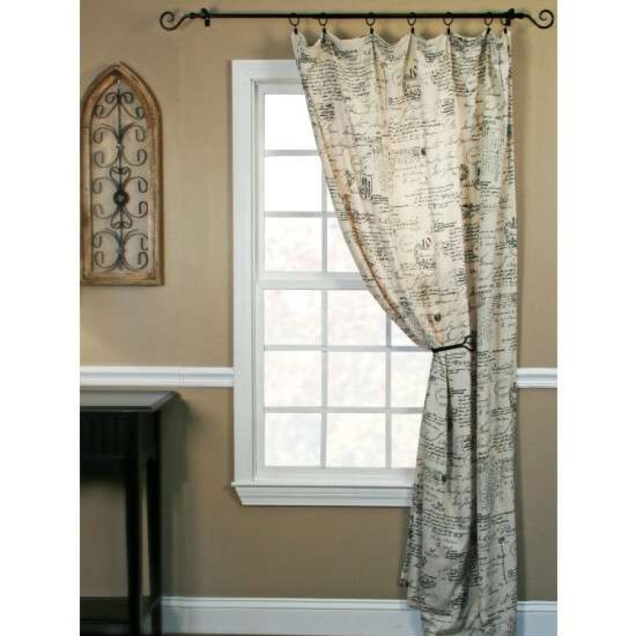 Curtains & Drapes * | Buy Vermont Country Store Classic Cursive Rod Pocket Curtain Panel Black