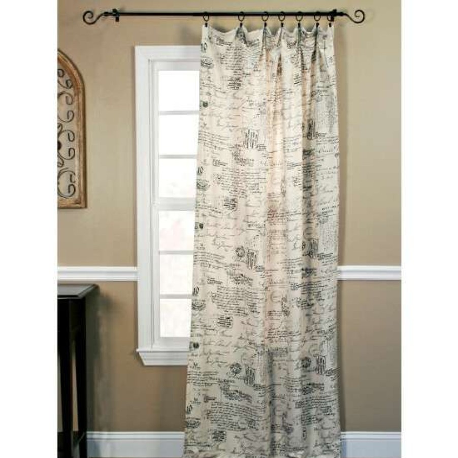 Curtains & Drapes * | Buy Vermont Country Store Classic Cursive Rod Pocket Curtain Panel Black