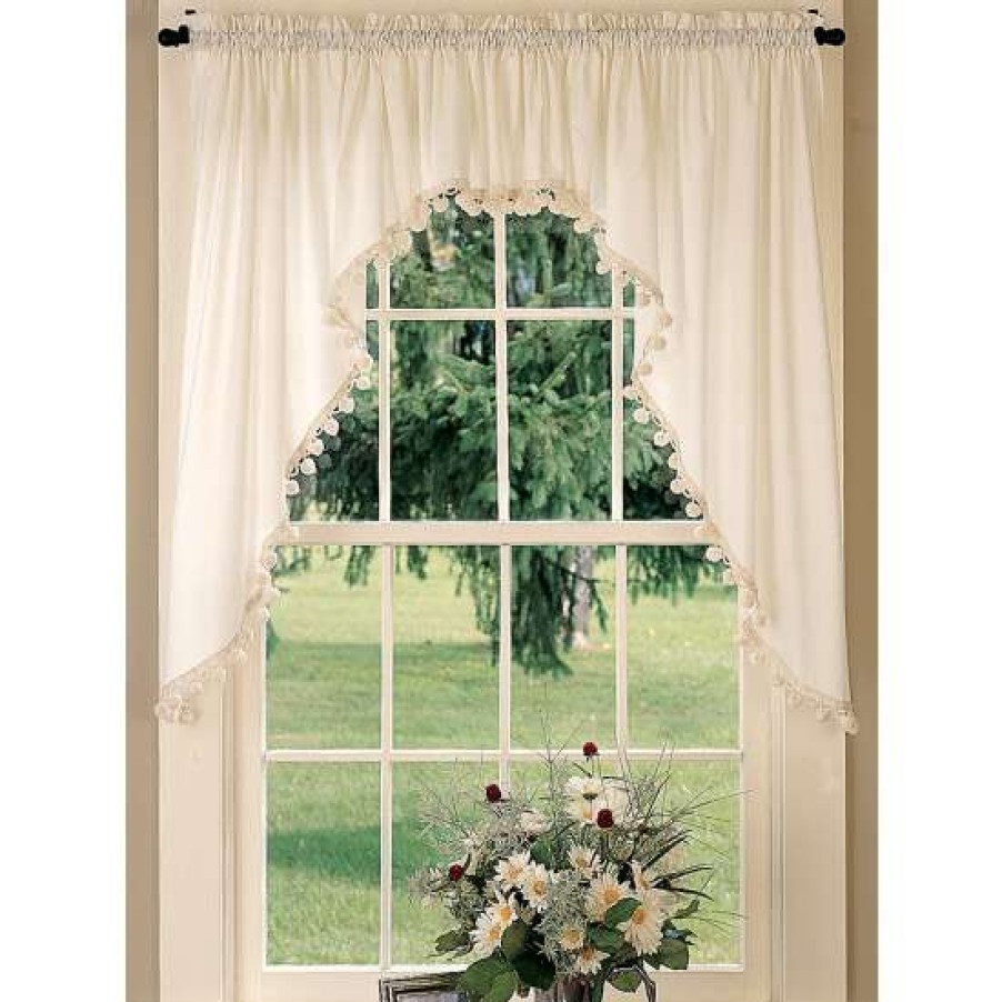 Valances * | Best Reviews Of Vermont Country Store Classic Ball Fringe Rod Pocket Swag Pair