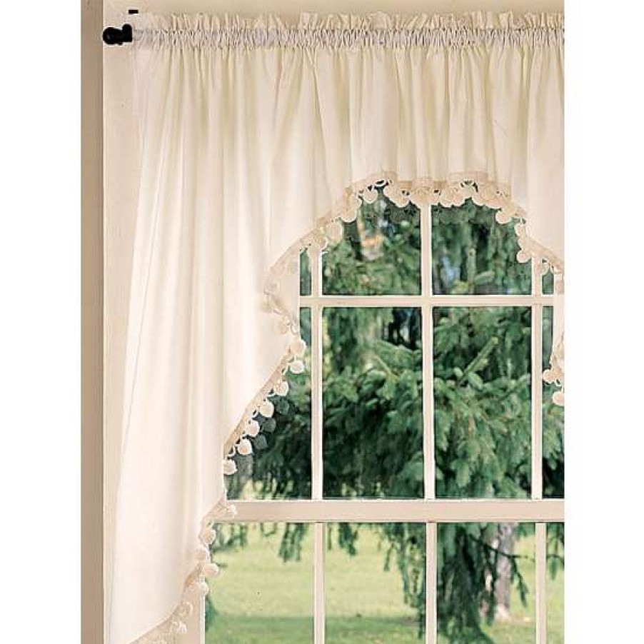 Valances * | Best Reviews Of Vermont Country Store Classic Ball Fringe Rod Pocket Swag Pair