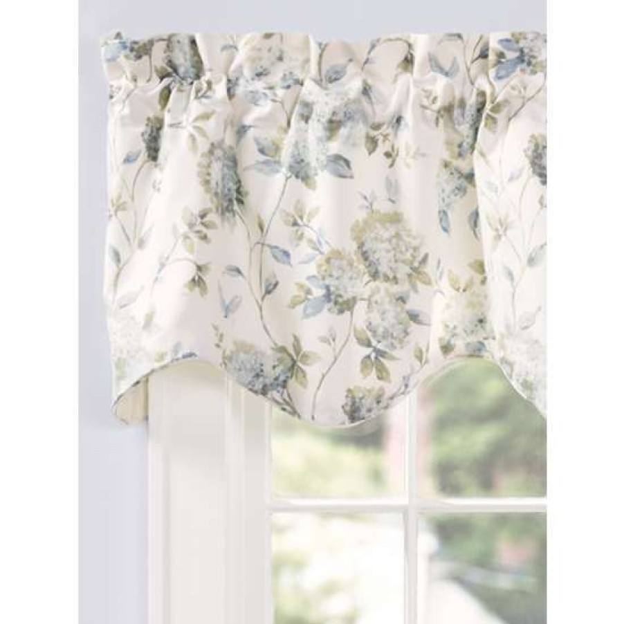 Valances * | Wholesale Vermont Country Store Whispering Hydrangea Lined Rod Pocket Scalloped Valance