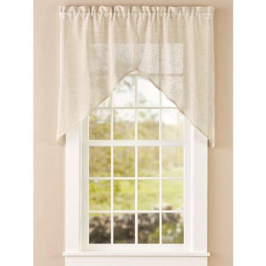 Valances * | Deals Vermont Country Store Sheer Linen Rod Pocket Swag Pair