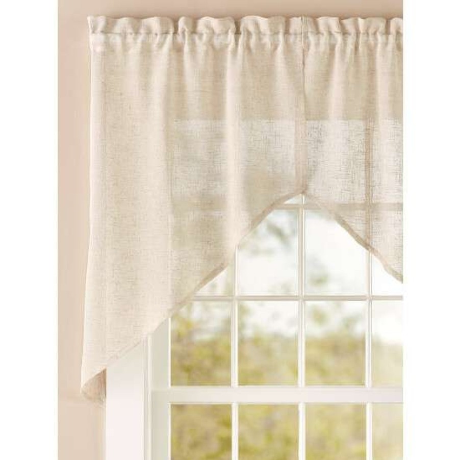 Valances * | Deals Vermont Country Store Sheer Linen Rod Pocket Swag Pair