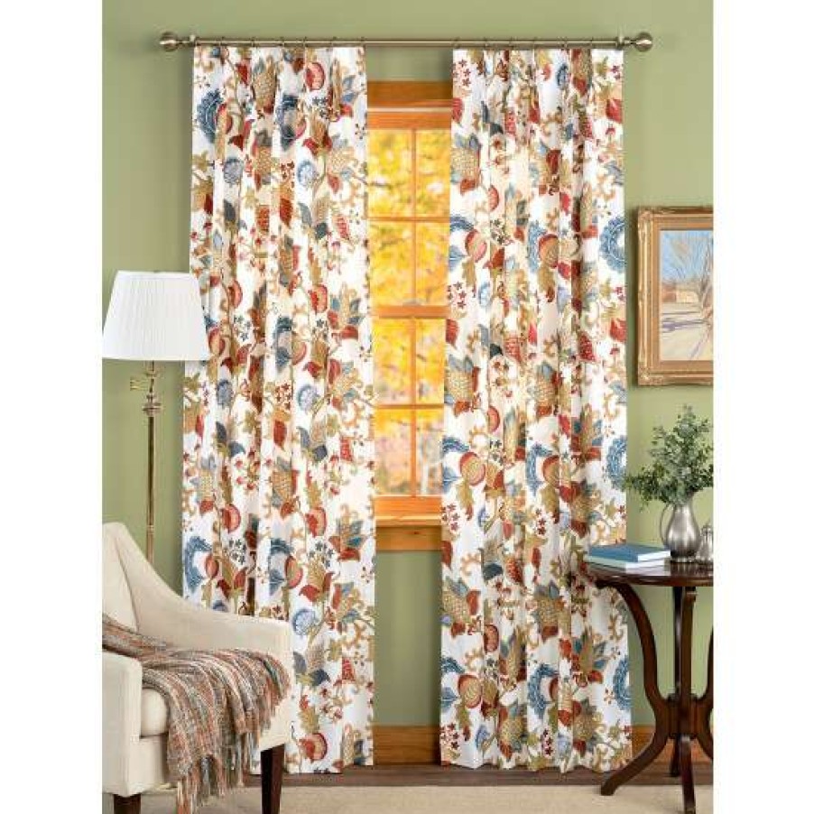 Curtains & Drapes * | New Vermont Country Store Dorset Garden Insulated 48 Inch Pinch Pleat Curtains Red Floral