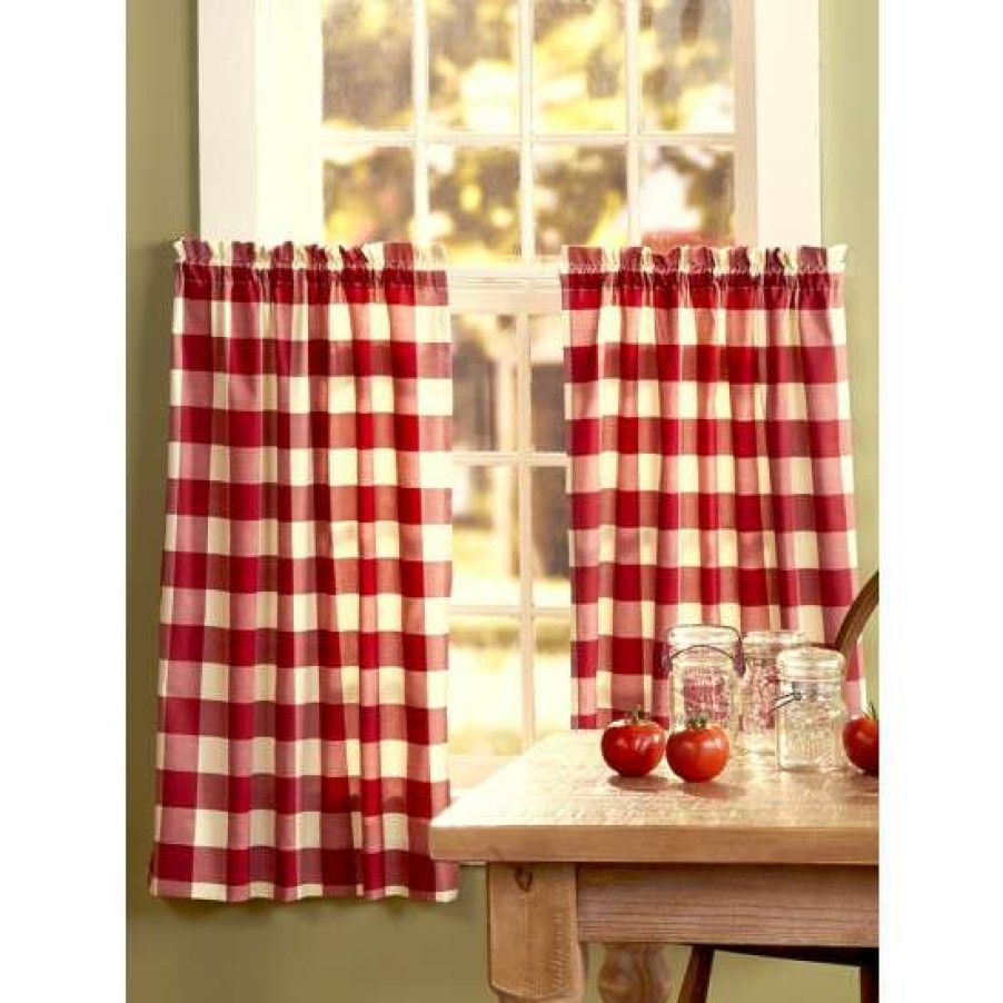 Curtains & Drapes * | Buy Vermont Country Store Buffalo Check Rod Pocket Tiers