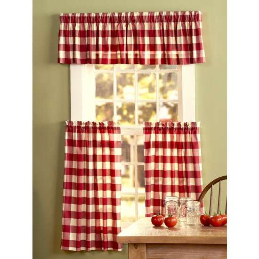 Curtains & Drapes * | Buy Vermont Country Store Buffalo Check Rod Pocket Tiers