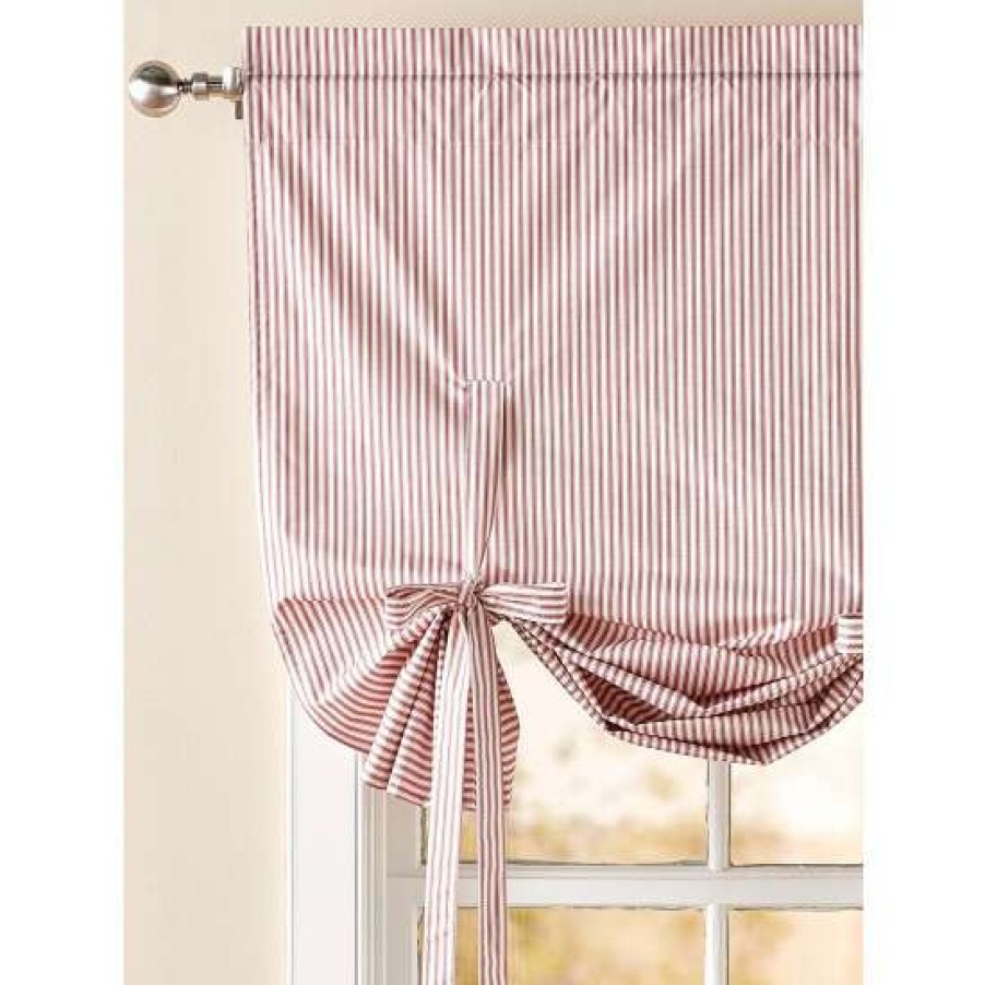 Valances * | Wholesale Vermont Country Store Insulated Ticking Stripe Tie-Up Balloon Valance