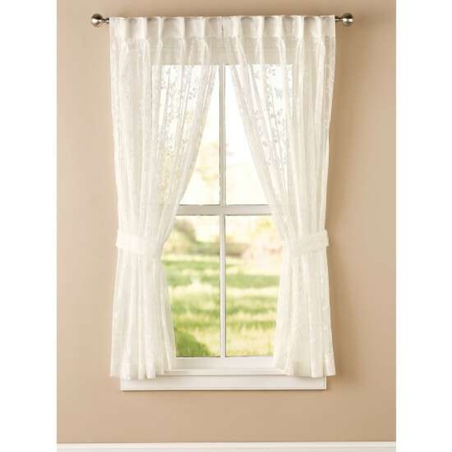 Curtains & Drapes * | Cheapest Vermont Country Store Butterfly Garden Lace Pinch Pleat Back Tab Curtains