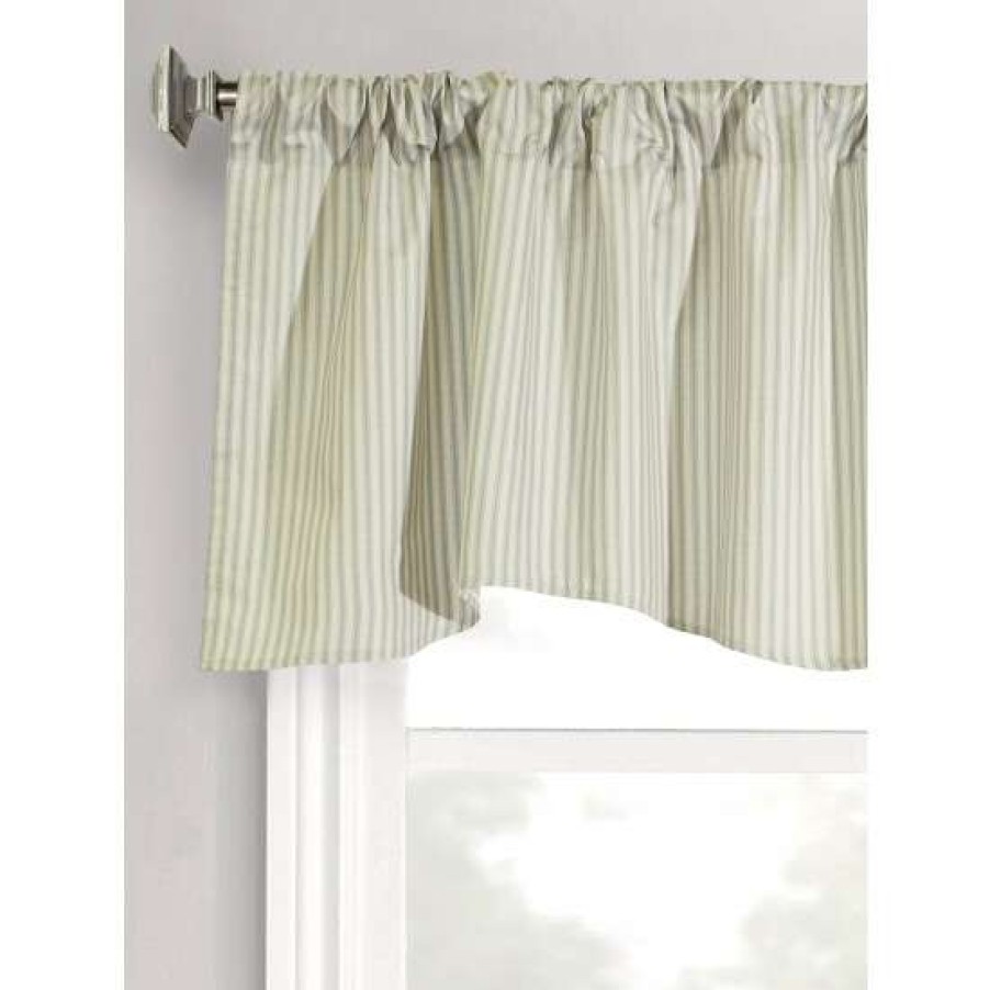 Valances * | Deals Vermont Country Store Insulated Ticking Stripe Lined Rod Pocket Scalloped Valance