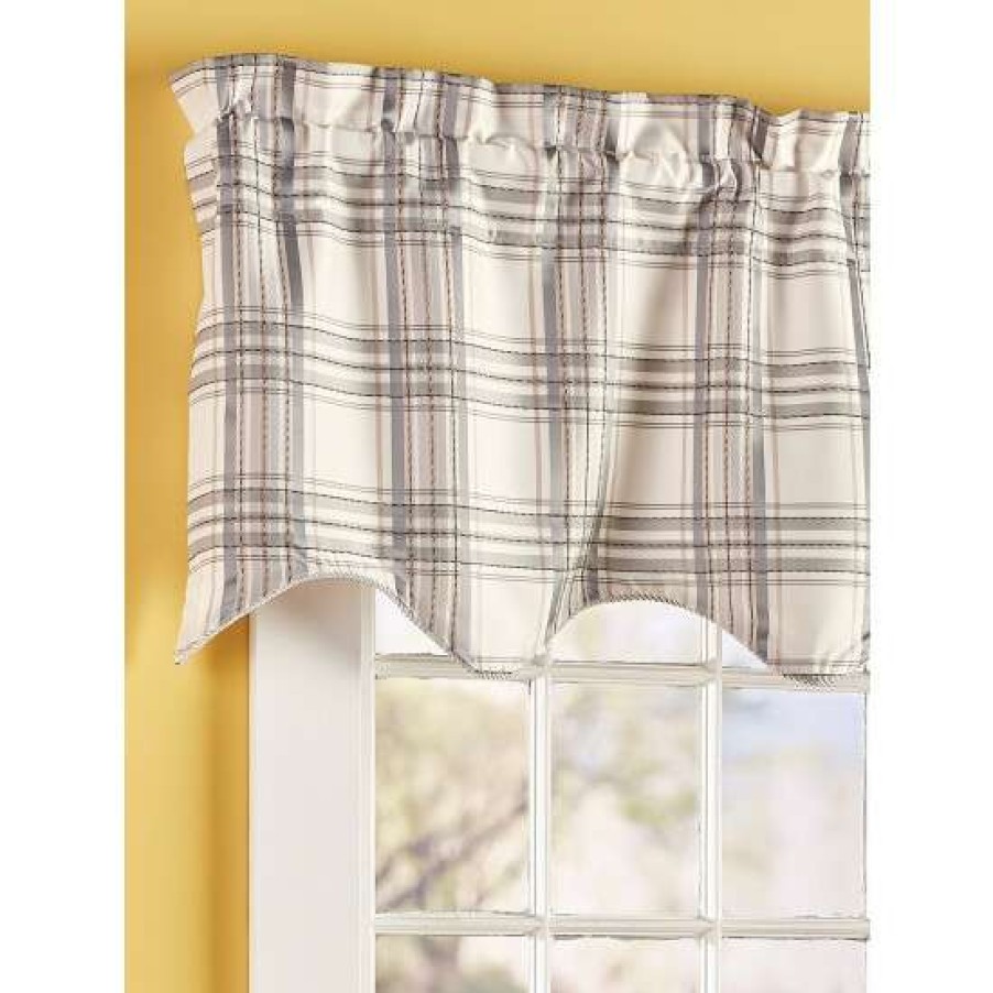 Valances * | Outlet Vermont Country Store Hillside Plaid Lined Rod Pocket Scalloped Valance