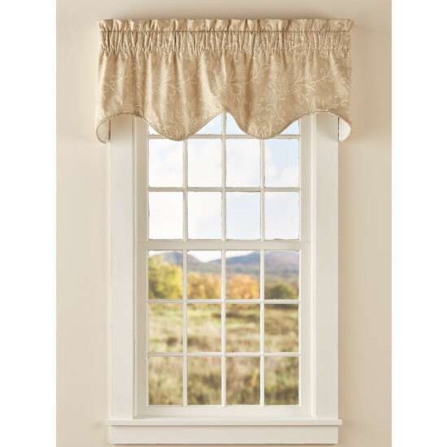 Valances * | Cheap Vermont Country Store Paisley Forest Lined Rod Pocket Scalloped Valance