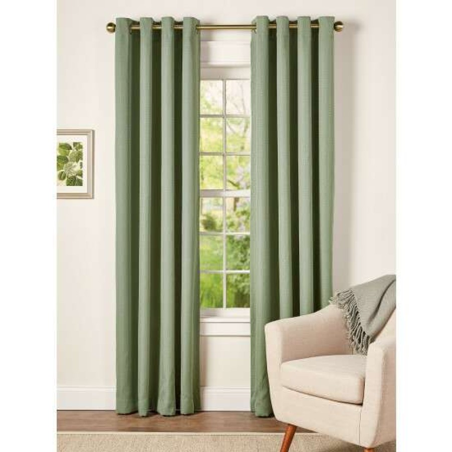 Curtains & Drapes * | Cheapest Vermont Country Store Hudson Dot Room-Darkening Grommet Top Short Curtains