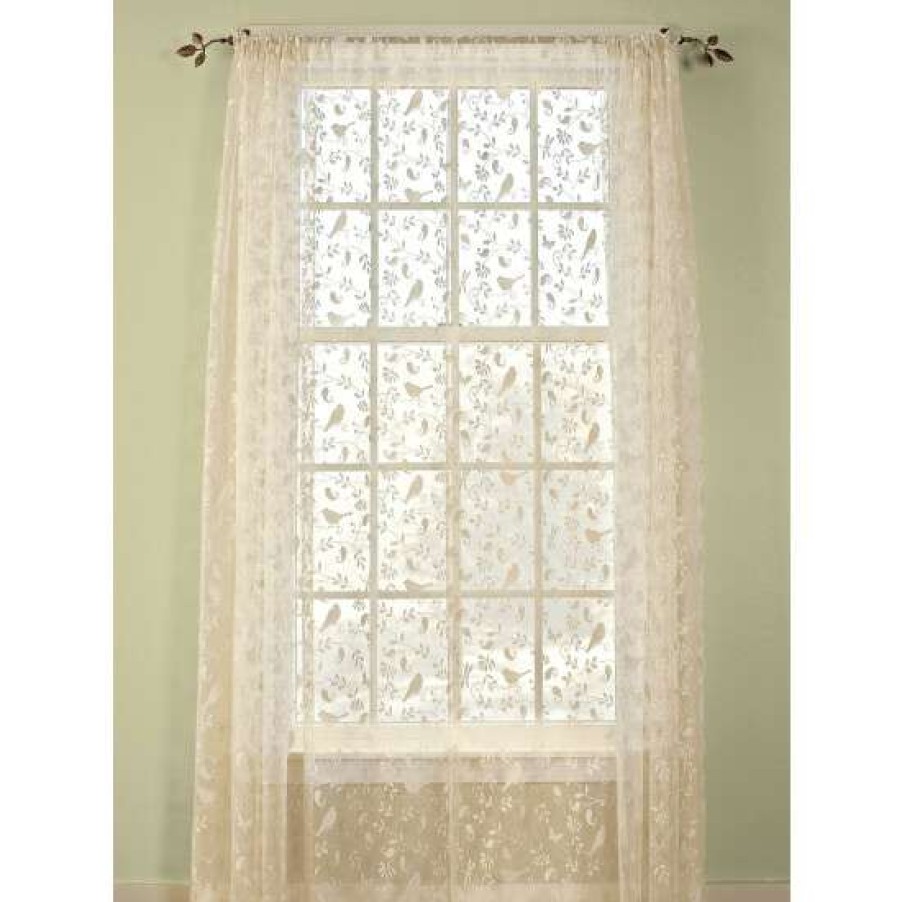 Curtains & Drapes * | Coupon Vermont Country Store Birdsong Lace Rod Pocket Panel Or Tier