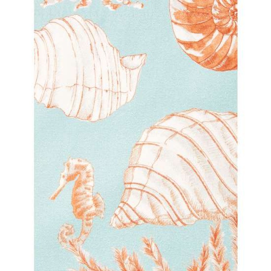 Valances * | Best Pirce Vermont Country Store Seascape Toile Lined Rod Pocket Austrian Valance, In 2 Sizes