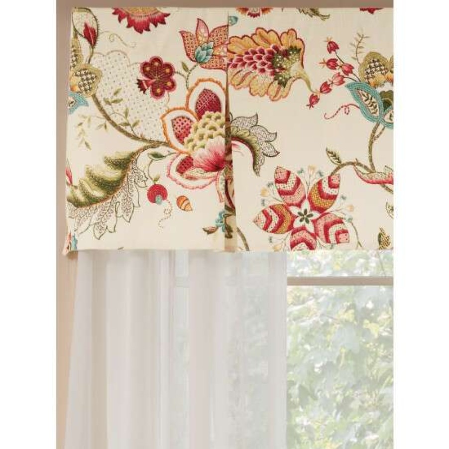 Valances * | Best Reviews Of Vermont Country Store Jacobean Floral Lined Rod Pocket Pleated Valance