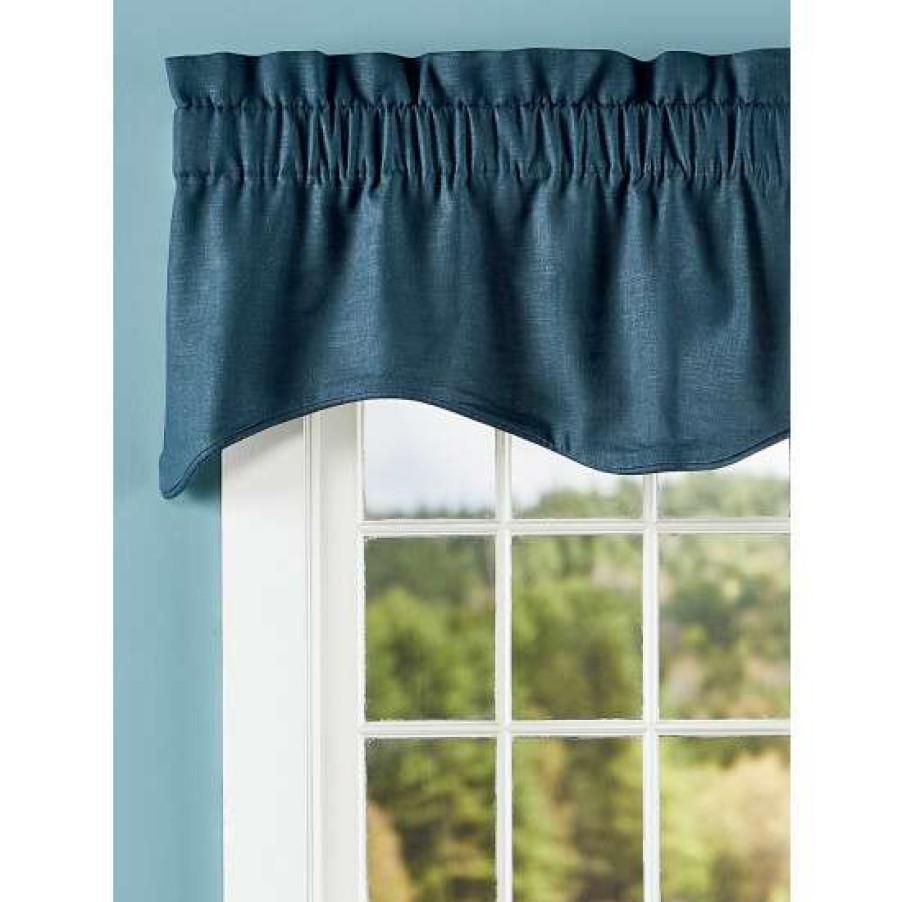 Valances * | Cheapest Vermont Country Store Soft Linen Rod Pocket Scalloped Valance