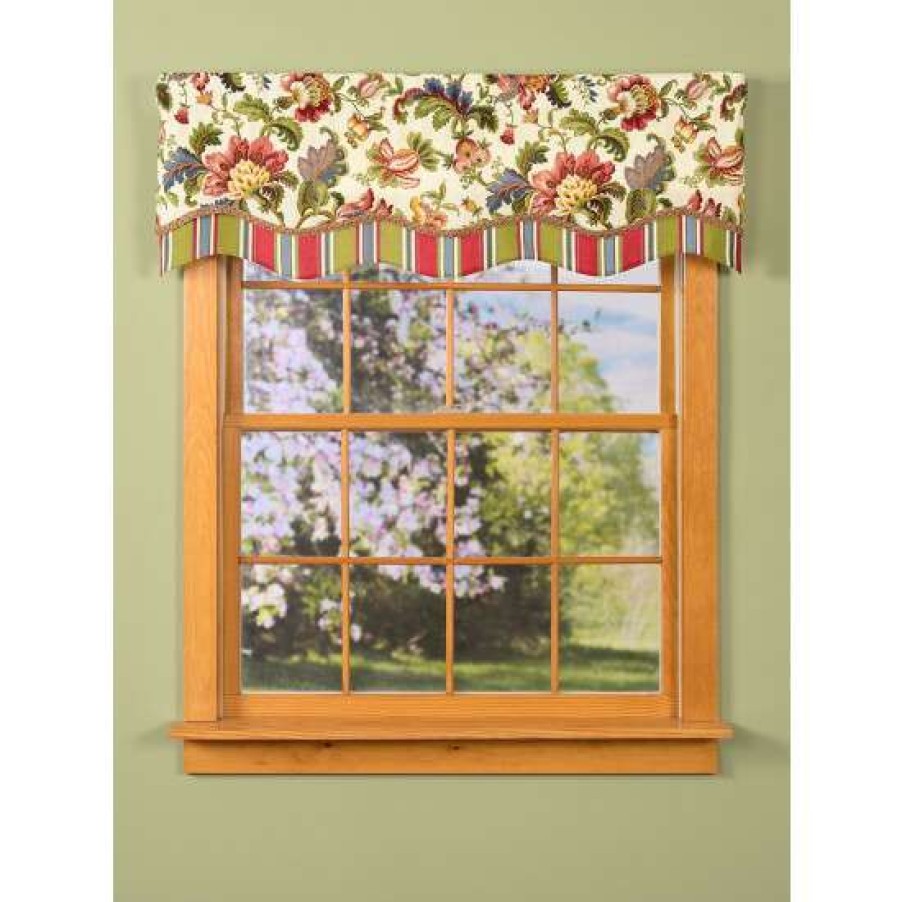 Valances * | Budget Vermont Country Store Hearthwood Floral Layered Scalloped Valance