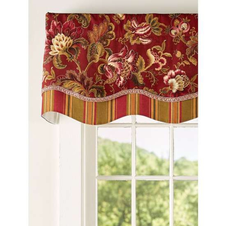 Valances * | Budget Vermont Country Store Hearthwood Floral Layered Scalloped Valance