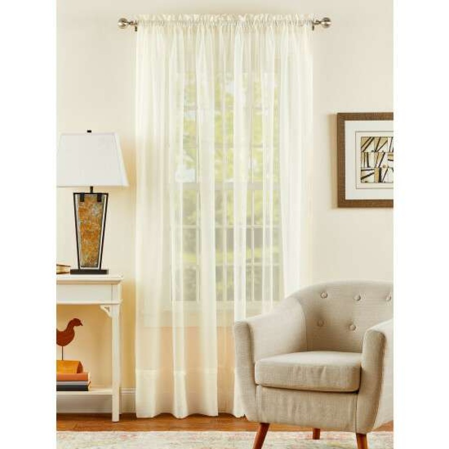 Curtains & Drapes * | Best Reviews Of Vermont Country Store Classic Sheers 56 Inch French Tuck Tailored Panel