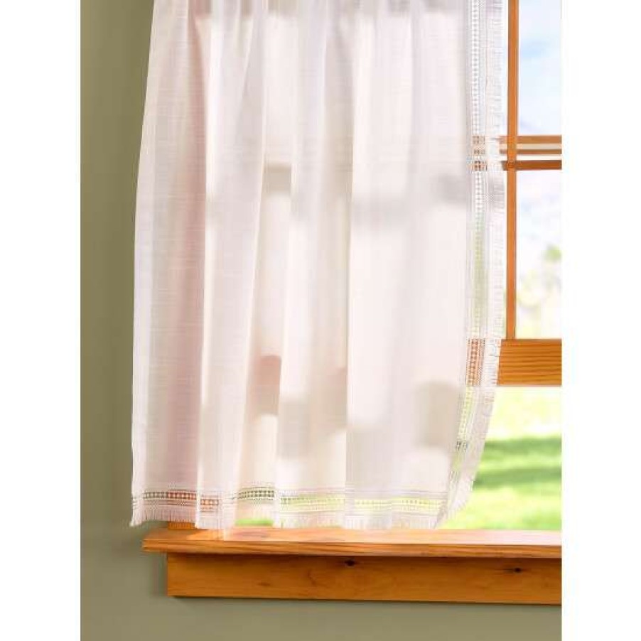 Curtains & Drapes * | Cheapest Vermont Country Store Brushed Fringe Rod Pocket Curtains White