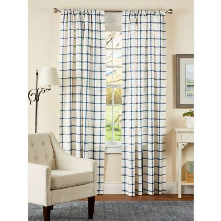 Curtains & Drapes * | Coupon Vermont Country Store Windowpane Plaid Rod Pocket Curtains