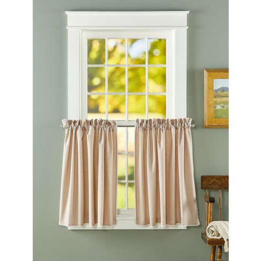 Curtains & Drapes * | Top 10 Vermont Country Store Petite Hobnail Trim Rod Pocket Tiers