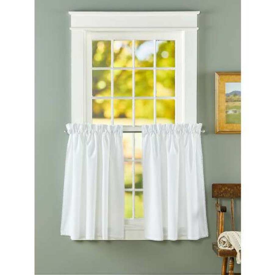 Curtains & Drapes * | Top 10 Vermont Country Store Petite Hobnail Trim Rod Pocket Tiers