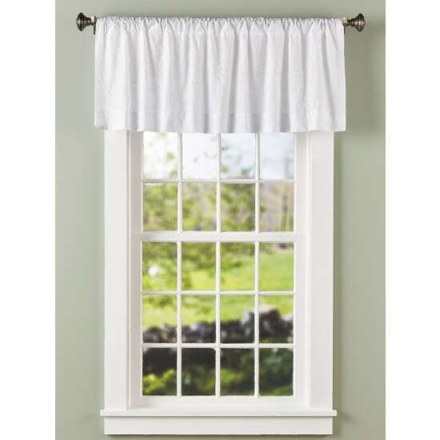 Valances * | Hot Sale Vermont Country Store Floret Candlewick Rod Pocket Tailored Valance White